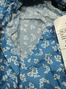 Blue Floral Button-Up Shirt