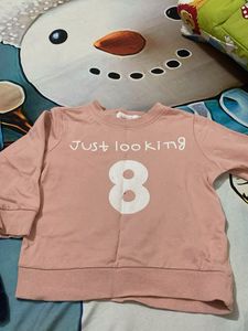 Kids peach Fullsleeves with polo tshirt