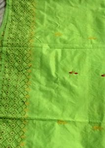 Slik Bland Katha Stretch Saree With Blouse Piece