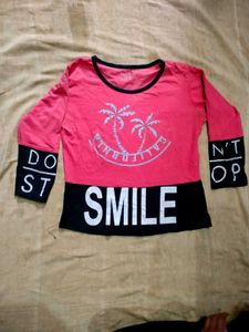 Pink Graphic Tee cropped