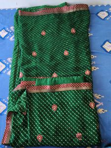 Traditional Green Bandhani Saree