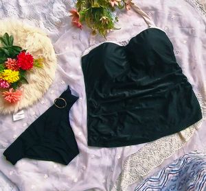 Stylish Black Bandeau Swim Top with penty
