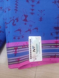 New Blue Pure Cotton Soft Saree