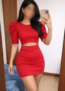 Elegant Red Bodycon Midi Dress