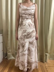 Elegant Marble Print Slip Dress