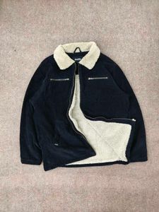 Men's Black Corduroy Jacket with Sherpa Collar