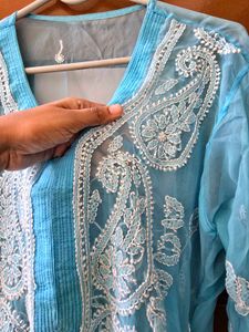 Beautiful Blue Chikankari Kurta
