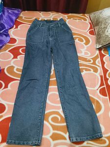 Blue Denim Wide Leg Pants