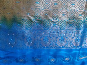 Pattu Blue &amp; Gold Sari with Blouse