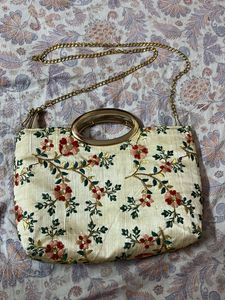 Embroidered Clutch with Chain