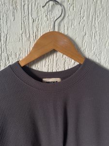 Huns Grey Textured Oversized Tee