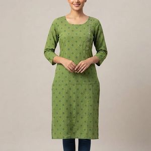 Green Printed Kurta