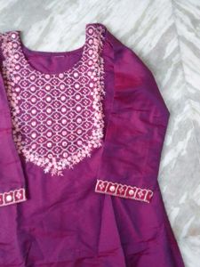 Elegant Purple Kurta Set with Mirror Work
