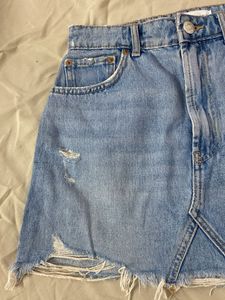 Distressed Denim Mini Skirt