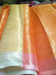 Elegant Orange soft Silk Saree