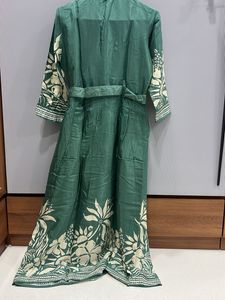Green Print Dress with Belt