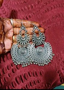 Antique Silver Jhumka Earrings