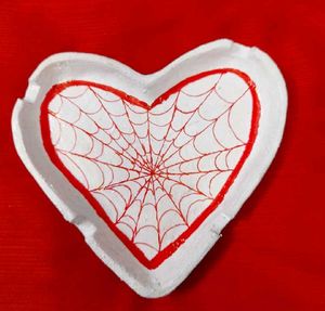 Heart Shaped Ashtray w/ Spiderweb Design