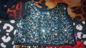 Stunning Teal Sequined Ethnic Jacket Dress