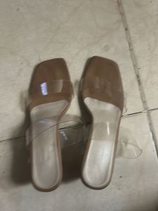 Chunky Block Heels with Clear Straps