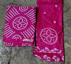 Pink Bandhani printed Dress Material