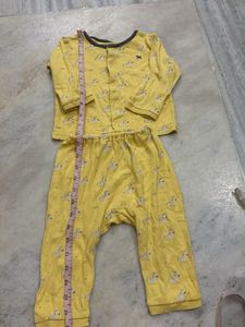 Cute Yellow Dog Print Pajama Set