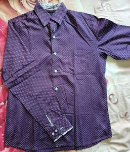 PURPLE SHIRT FOR MENS WITH WHITE DOTTED DESING