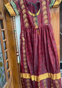 Elegant Maroon &amp; Gold Ethnic Gown