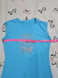 Sparkly Teddy Bear Blue Tank Top