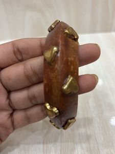 Wooden Bangle with Brass Accents