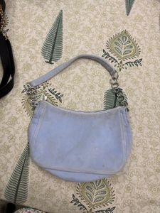 Light Blue Suede Hobo Bag