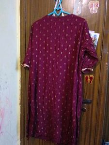 Maroon Kurta Set with Printed Pants