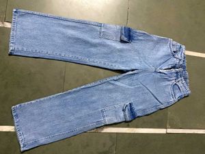 Blue Denim Cargo Jeans