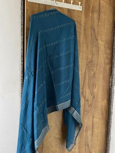 Teal Kurta Set with Intricate Neckline