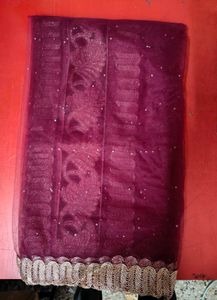 Maroon Designer Chunni Dupatta with Golden Lace &amp;