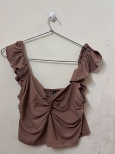 Ruched Twist Front Crop Top