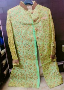 Embroidery Men Sherwani With Golden Pent