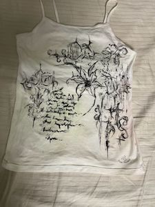 Y2K White Graphic Print tank