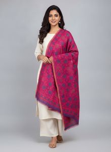 Vibrant Pink Leaf Print Dupatta