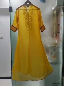 Yellow Embroidered Anarkali Kurta