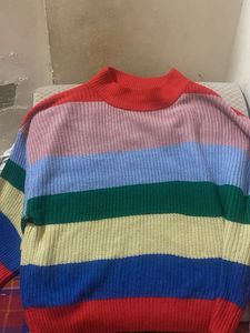 Colorful Striped Knit Sweater