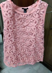 Forever 21 Pink Floral Sheer Tank