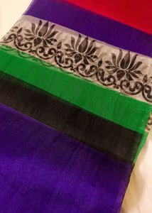 Vibrant Ombre Stripe Saree with Floral Border