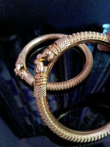 Exquisite Gold Plated Bangles with Lion Head Desig
