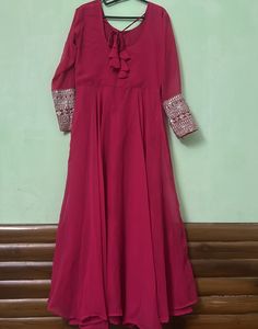 Beautiful Pink Ethnic Gown with Embellished Sleeve