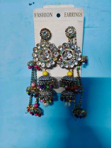 Exquisite Jhumka Earrings with Chain