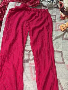 Vibrant Pink Ethnic Pants with Golden Motifs