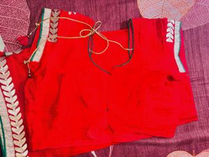 Elegant Red Saree with Gold Border