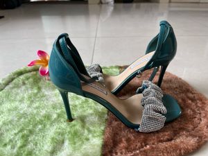 Teal Heels with Rhinestone