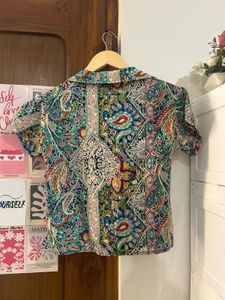 Bohemian Print Button-Up Shirt